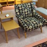 newly reupholstered and legs refinished in Wheat M343 Lounge chair