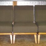 Previously refinished in Natural with new cushions and upholstery. Aristocraft CM 366 right and left arms and middle filler