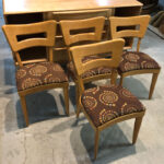 Previously refinished in what can be described as a Wheat/Natural. Very good condition. Fabric is excellent. $1100  sold Four side Dogbones