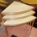 (Hope Co) Reproduction Triangular Nesting tables in Birch in a natural clear finish