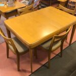 Refinished Wheat. Table is 34 x 50.