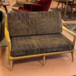 width is 51"; depth is 33; seat height is 15 1/2. seat depth 21". Recently totally redone.