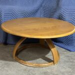 Top is in very good condition but the hoop has major finish loss. 32" round x 16 high.