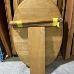 36 wide x 46 closed. Has one 10" leaf