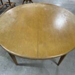 48 round, 48 x 62 with leaf. $1600 refinished