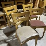5 side chairs and one captains chair. $1125 as is. $2450 refinished not including upholstering.