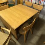One arm chair is excellent, the other only good. Side chairs are good/very good. Seats need new fabric. $1600 for table and chairs.